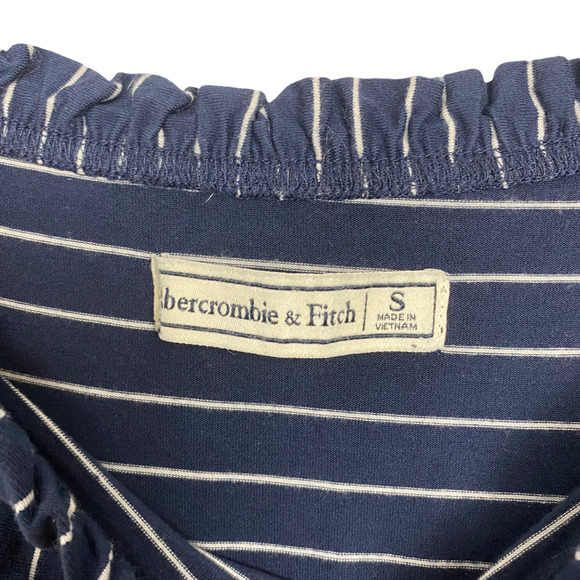 Abercrombie & Fitch Blue Striped Off-the-Shoulder Casual Dress Size Small - Picture 5 of 11